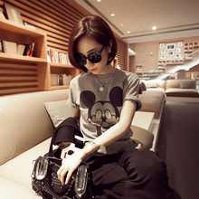 2015 Summer Women s T Shirt style New Women Fashion Short sleeved Bottoming Blends Mickey Cartoon