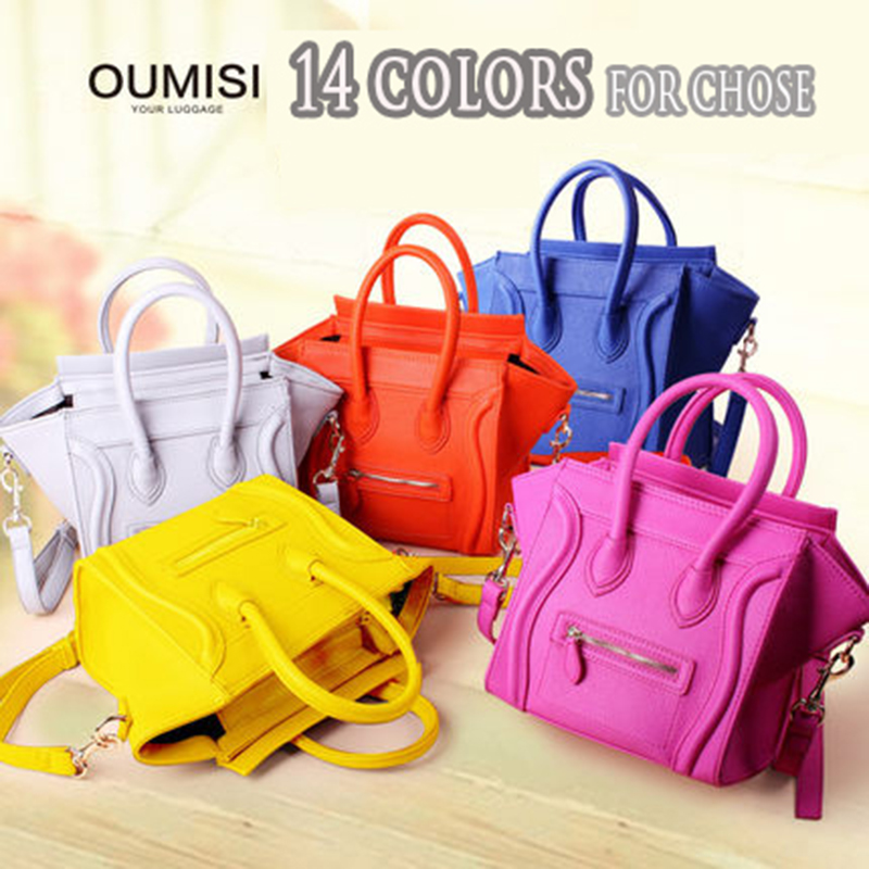Hot Sale! Bag fashion bags 2015 patchwork leather women's handbag smiley shoulder bags bolsa feminina 289 free shipping
