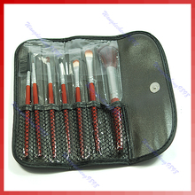 Set of 7pcs Makeup Brush Cosmetic Brushes Kit With Case Free Shipping