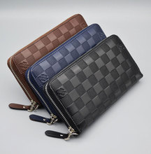 Guaranteed High Quality Men font b Plaid b font Clutch Wallets Male Zipper Cash Purse Money