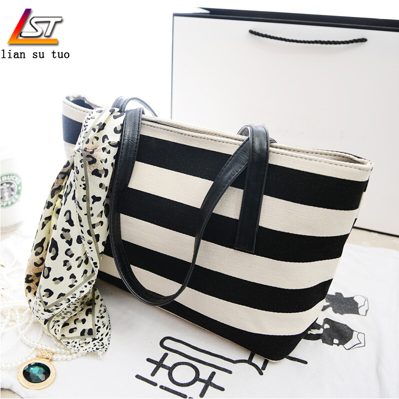 2015 New Casual Tote Bags Women Handbags Female Crossbody Bags All match Chic Girls Handbags stripe
