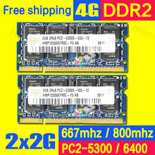 Hynix 4GB (2x2GB) PC2-5300S DDR2 800MHZ 667MHZ 2gb 200pin Laptop Memory 2G pc2-5300 Notebook Module SODIMM RAM Free Shipping