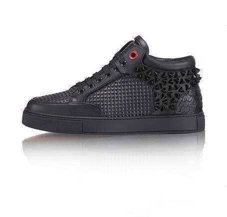 2015 new men s genuine leather casual shoes woven black with rivets outdoor famous brand royaums
