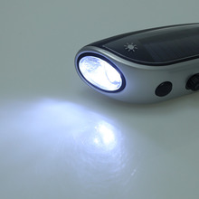 4 LED lights Hand Crank Dynamo Solar Powered Flashlight Emergency Radio Outdoor Sports Hiking Camping
