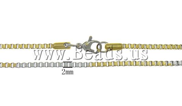 Free shipping!!!Necklace Chain,Sexy Jewelry, Stainless Steel, stainless steel lobster clasp, gold color plated, two-tone, 2mm