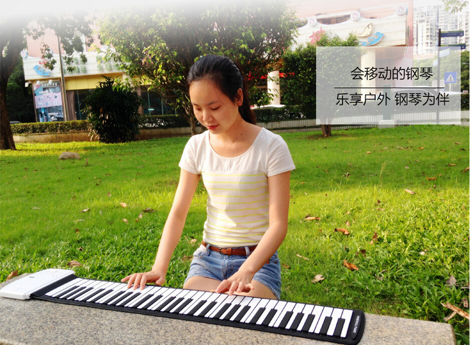 Multifunction 61 Keys Silicone Piano Flexible Roll-Up Piano Roll Up Piano USB MIDI Electronic Keyboard Hand Roll Piano Portable