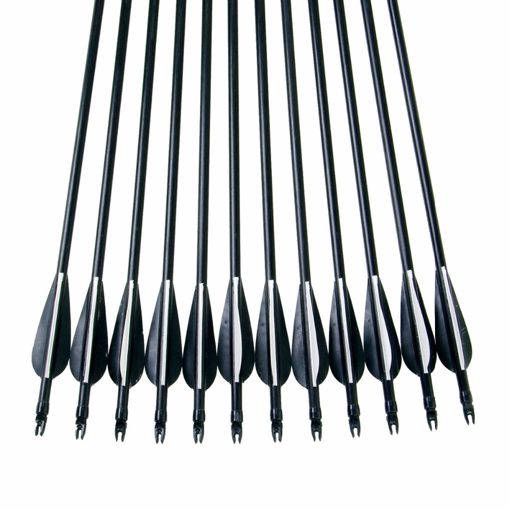 12Pcs pack 31 Fiberglass Arrow Spine 400 With Black and White Plastic For Hunting Shooting Hunting