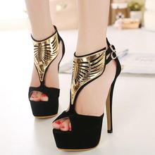 2016 new fashion pointed toe high heels Lady Women Thin Hight Heel Pumps Shoes Nightclubs Stage Shoes Fish mouth 14cm high heels