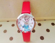 New Cartoon 2015 Princess Elsa Anna Watches / Fashion Children Watch Girls Kids Students Leather Sports Wristwatches