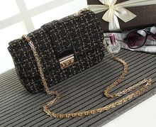 New fashion fastener chain packet tweed shoulder messenger bag high quality woolen lady bag Branded luxury