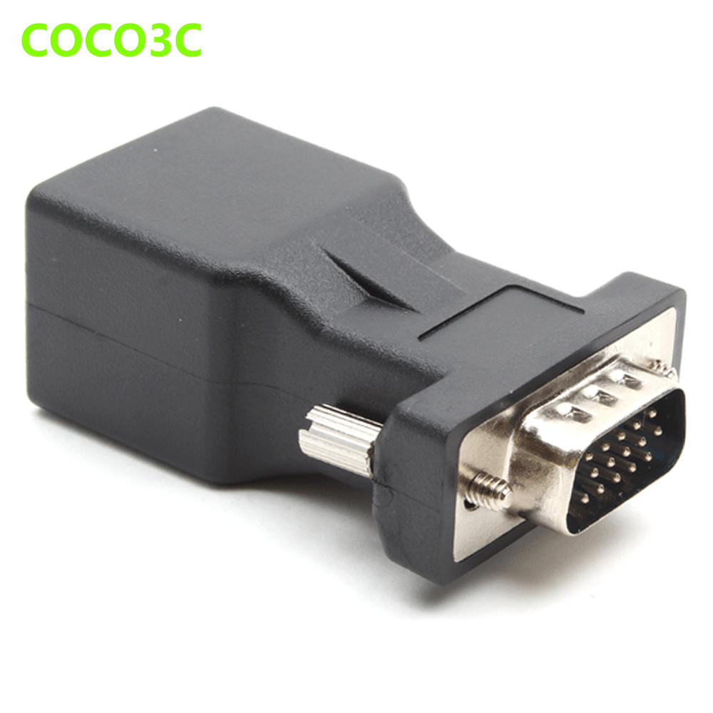 RJ45 Female to 15Pin VGA Male Converter RGB HDB Extender to CAT LAN ...