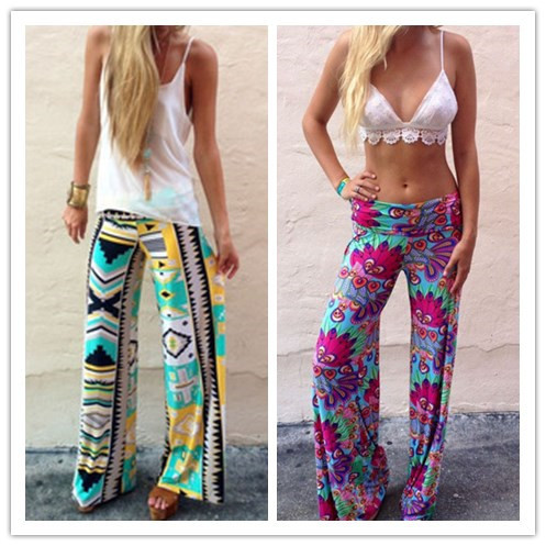 pants trousers summer casual flare palazzo waist leg wide plus pant exuma preppy floral classic