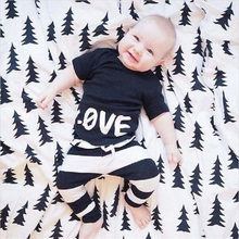 2016 Summer Carter Kids Clothes Baby Clothing Children Apparel T-shirt&Pant 100%Cotton Love Letter/Stripe Pant Free Shipping