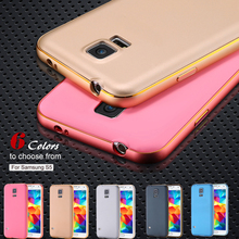 With Logo For Galaxy S5 Shell Metal Aluminum +Slim Back Capa Case For Samsung Galaxy S5 i9600 Luxury Hybrid Hard Armor Cover