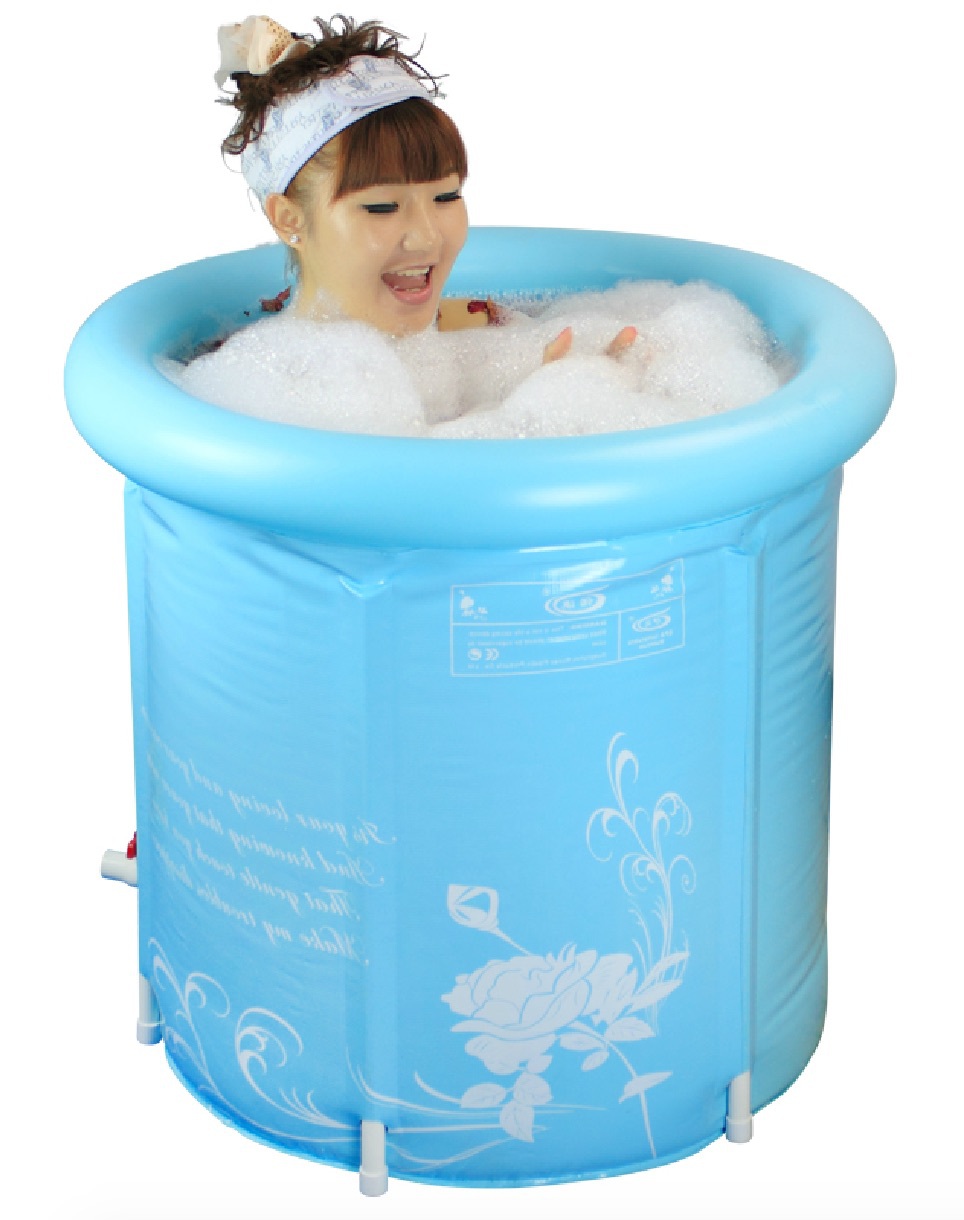 Size 70 70cm With Pump Water Thickening Folding Tub Adult Bathtub Inflatable Tub Bath Bucket