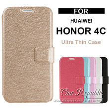 Luxury Open Window Series Silk Nexture PU Leather Case for Huawei honor 4C Flip Dustproof Stand