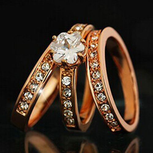 3 banded womens wedding ring set