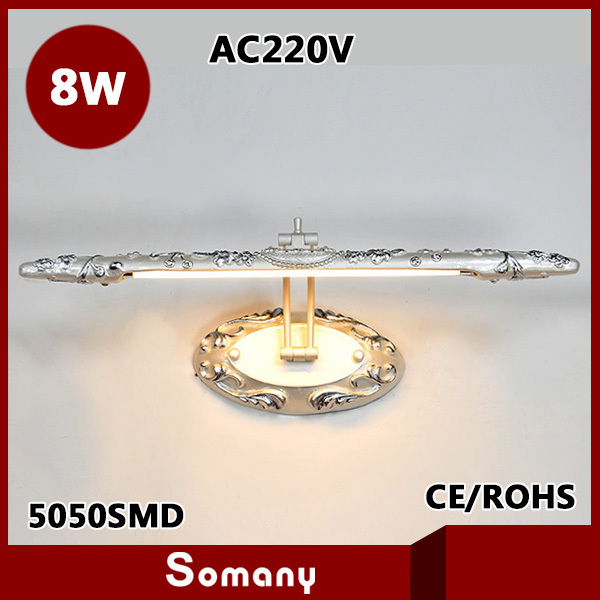 New 2015 Carving Mirror Lights T4 Fluorescent Tubes AC220V Warm White Romantic Classical Luxury Luminarias Fashion Bedside Lamp