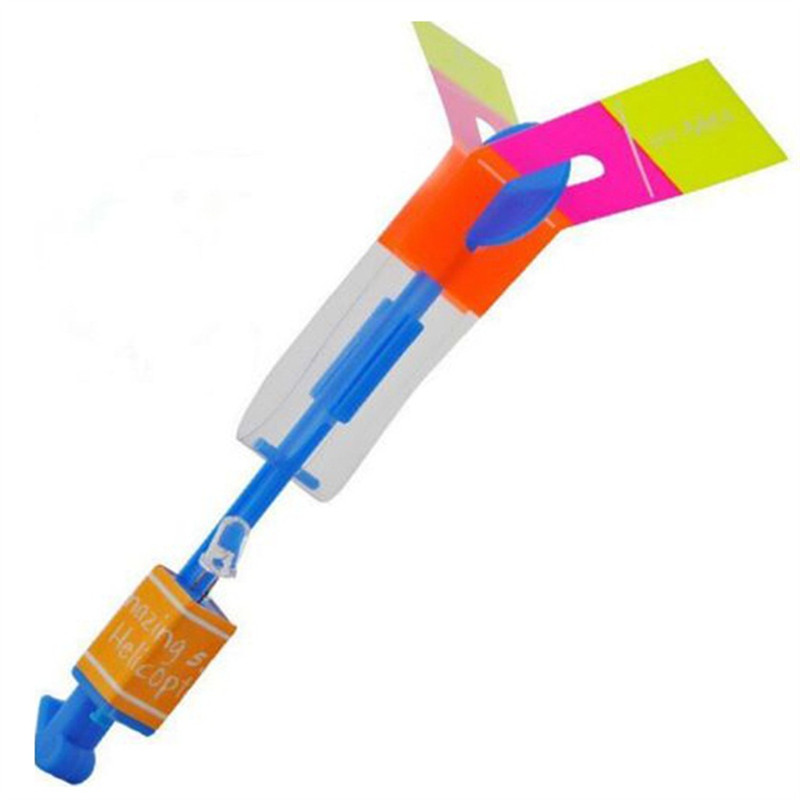 1pcs New LED Light Helicopter Flying Rocket Rubber Band Sling Shot Arrow Toy Drop Shipping Wholesale