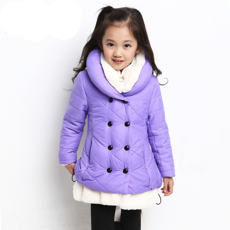 Free shipping Winter new arrival girl candy color double-breasted thickening fake two outerwear girl coat children clothes