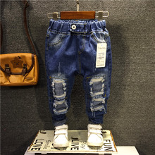 2016 Spring baby boys jeans children jean trousers baby boys denim pants casual cute holes kids denim trousers 2-6 Age