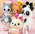Cat cartoon earphone automatic retractable earphones for mobile phone cartoon Headsets in ear with MIC For
