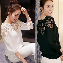 New Women Casual Chiffon Blouse Long Sleeve Shirt Summer Blouse Tops