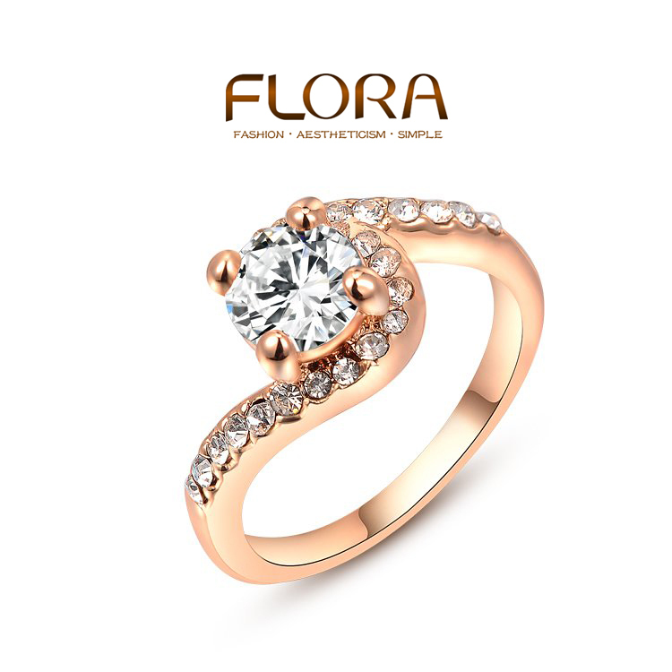 New Arrival Christmas Gift elegance Austrian crystal rose gold rings Woman fine jewelry wedding ...