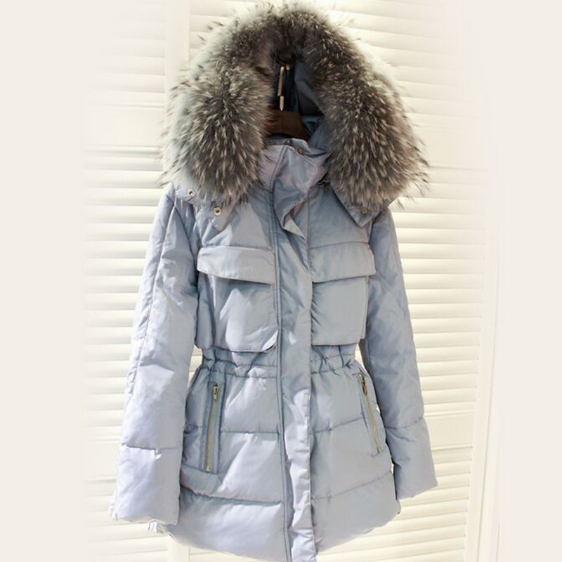 Winter Jacket Women Cotton Coat Down Parka Large Raccon Fur Collar Hooded Coat Outwear 2015 Women