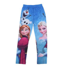 2016 Girls Leggings Elsa Girls Leggings Christmas Costume Anna Olaf Kids Leggings For Girls Blue Girls Pants Leggings