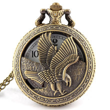 Vintage Jewelry Antique bronze Eagle Wings Shiying Huai Table pocket watch necklace pendant gift for men and women