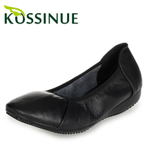 New women work shoes big size 35-43 black single shoes genuine leather flat heel shoes women comfortable leather casual shoes