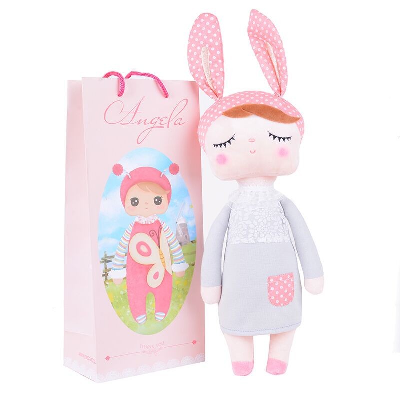 METOO Angela Dolls with Box Dreaming Girl Wear Pattern Skirt Plush Stuffed Gift Toys for Kids Children 12*4