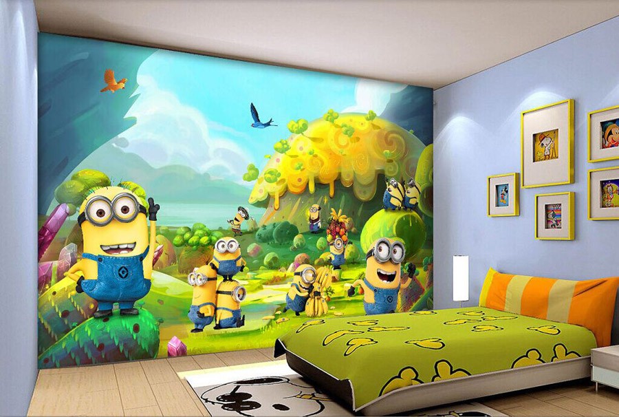 Cartoon Photo Wallpaper Minions Wallpaper Custom 3d Wall Mural Kids Bedroom Decor Children S Playground Despicable Me Wallpaper Photo Wallpaper Wallpaper Customcustom 3d Aliexpress