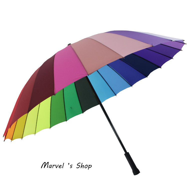 2015 Top Fashion Umbrella Female 24Bone Ladies Long Handle Rainbow