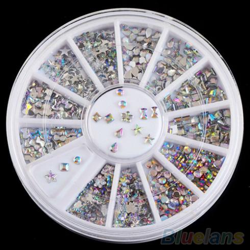 Гаджет  6 Styles Colorful Acrylic Nail Art Stickers Tips Glitter Rhinestone Nail Decorations  1QFZ None Красота и здоровье