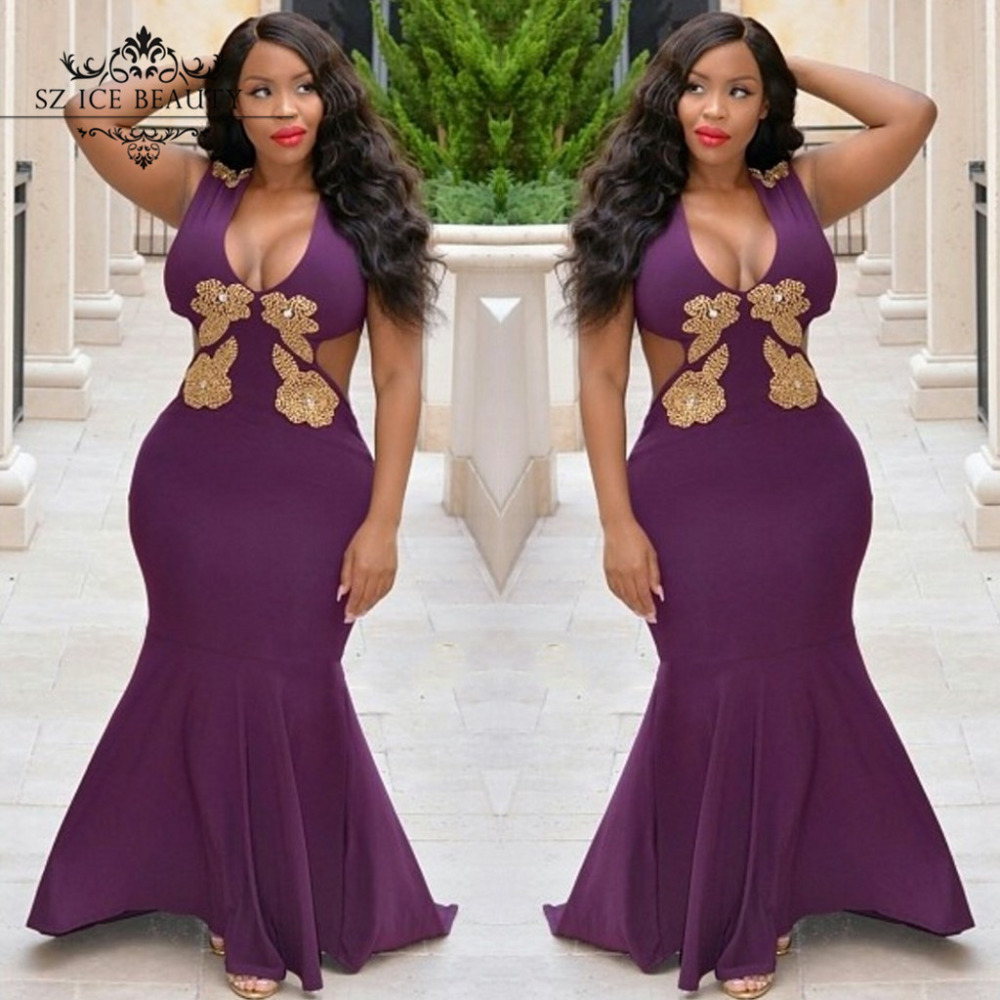 purple and gold plus size dresses