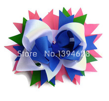 Free Shipping $1.5/1PC 6″ Pink Green Blue Boutique Hair Bows Stacked Bows Headband Girl Baby Toddler Hair Clips Hair Accessories