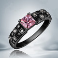 2016 New Hot Top Quality Black Wedding Ring Pink Sapphire14KT Black Gold Filled Rings For Women