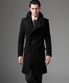 2016 new autumn Covered button wool coat men fit slim mens pea coat woolen fashion handsome