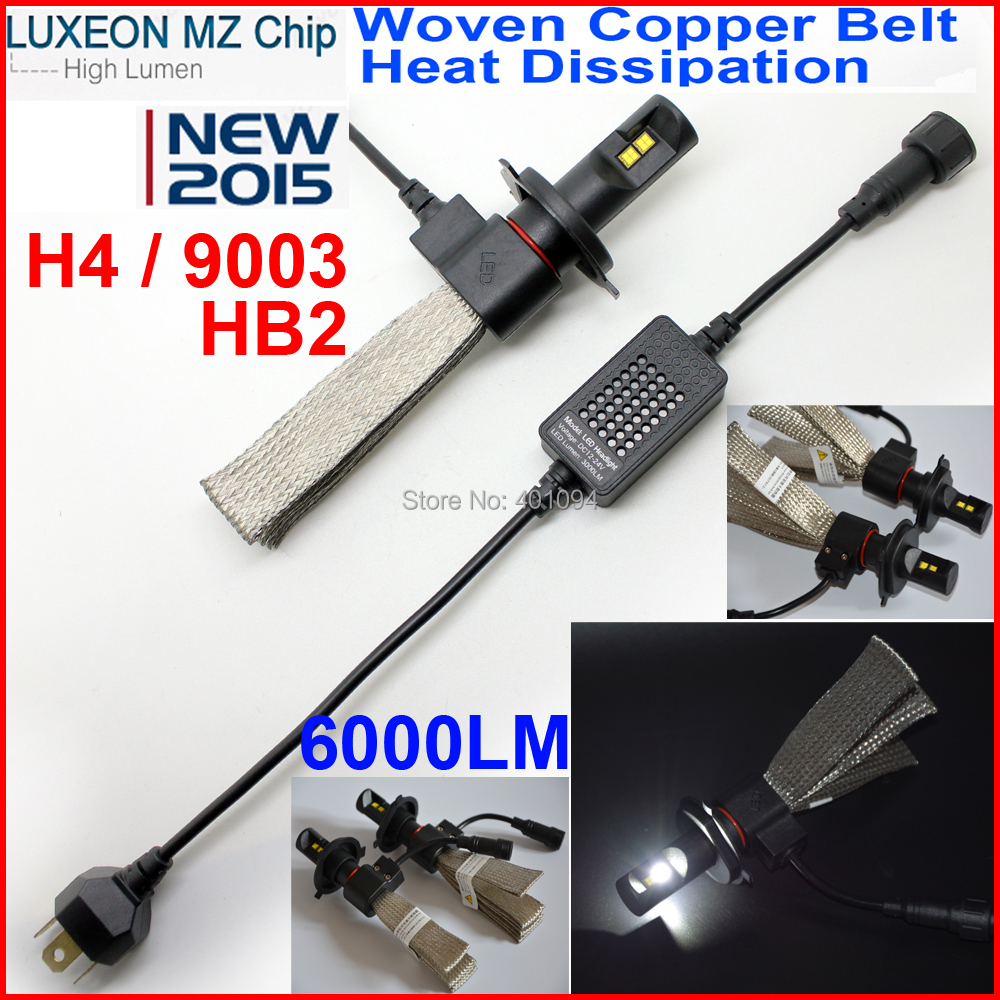1 Set NEW H4 9003 HB2 40W 6000LM CREE / PHILIP LED Headlight Kit 4SMD LUXEON MZ CHIP H/L 12/24V  White 6K 20W/Bulb H13 9004 9007