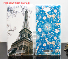 Free Shipping 2014 New High Quality PC Painted Cartoon UV Print Hard Cover Case For SONY Xperia C S39h Case Housing