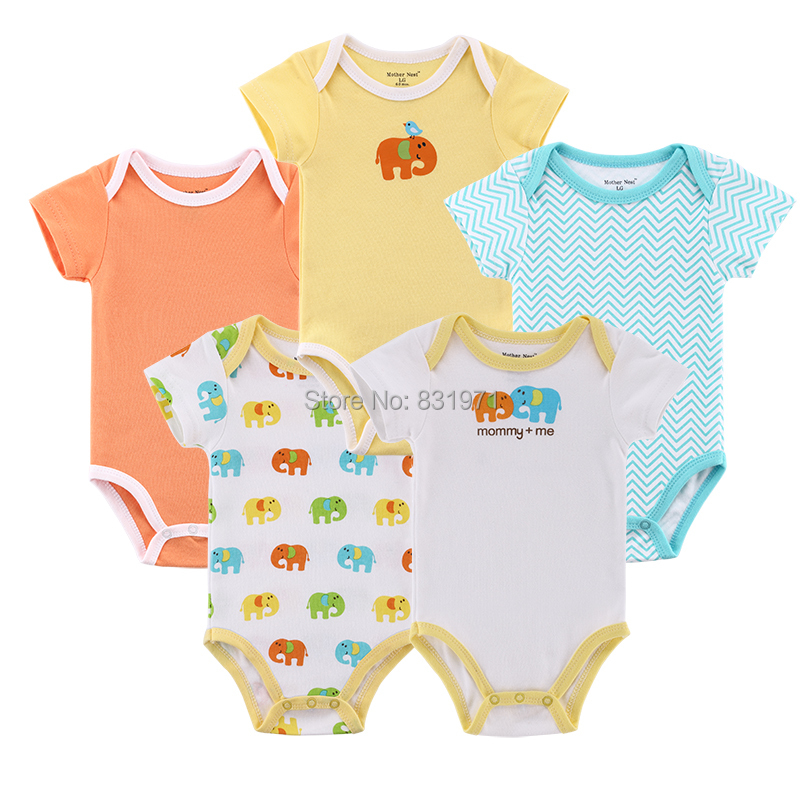 5 pcs / lot Baby Clothing Hanging  Elephant Bodysuits for Baby,Baby,boy girl clothes 0-12 months