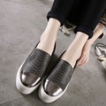 2016 New Height Increasing Sneakers Platform Flat Women Loafers Shoes Serpentine Leather Casual Femal a Pedal