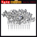 Silver Plated Rhinestone Wedding Hair Comb Bridal Hair accessories Crystal Bridal Hair Comb Long Leaf Wedding