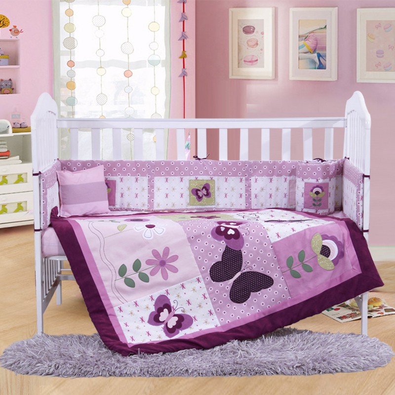 purple crib set