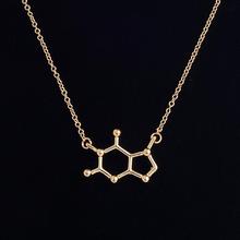 2016 New Arrival Gold plated Caffeine Molecule Women Necklace Dainty Chemistry Elemant Chain Pendant Necklace Jewelry