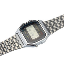 Factory price Vintage Womens Men Stainless Steel Digital Alarm Stopwatch Wrist Watch JUL13