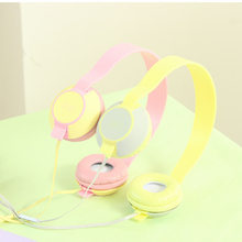 2016 New Arrival Candy Color Cute Headphones Macaroon Foldable Kids Headset with Mic Earphone for Mp3 Smartphone Free Shipping