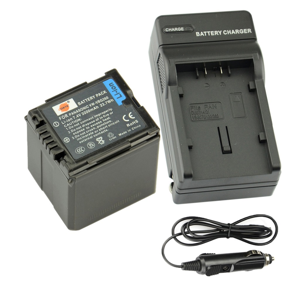 DSTE 2900 mAh VW-VBN260 Rechargeable Li-ion Battery + Charger For Panasonic TM900 SD800 HS900 SD900 Camera